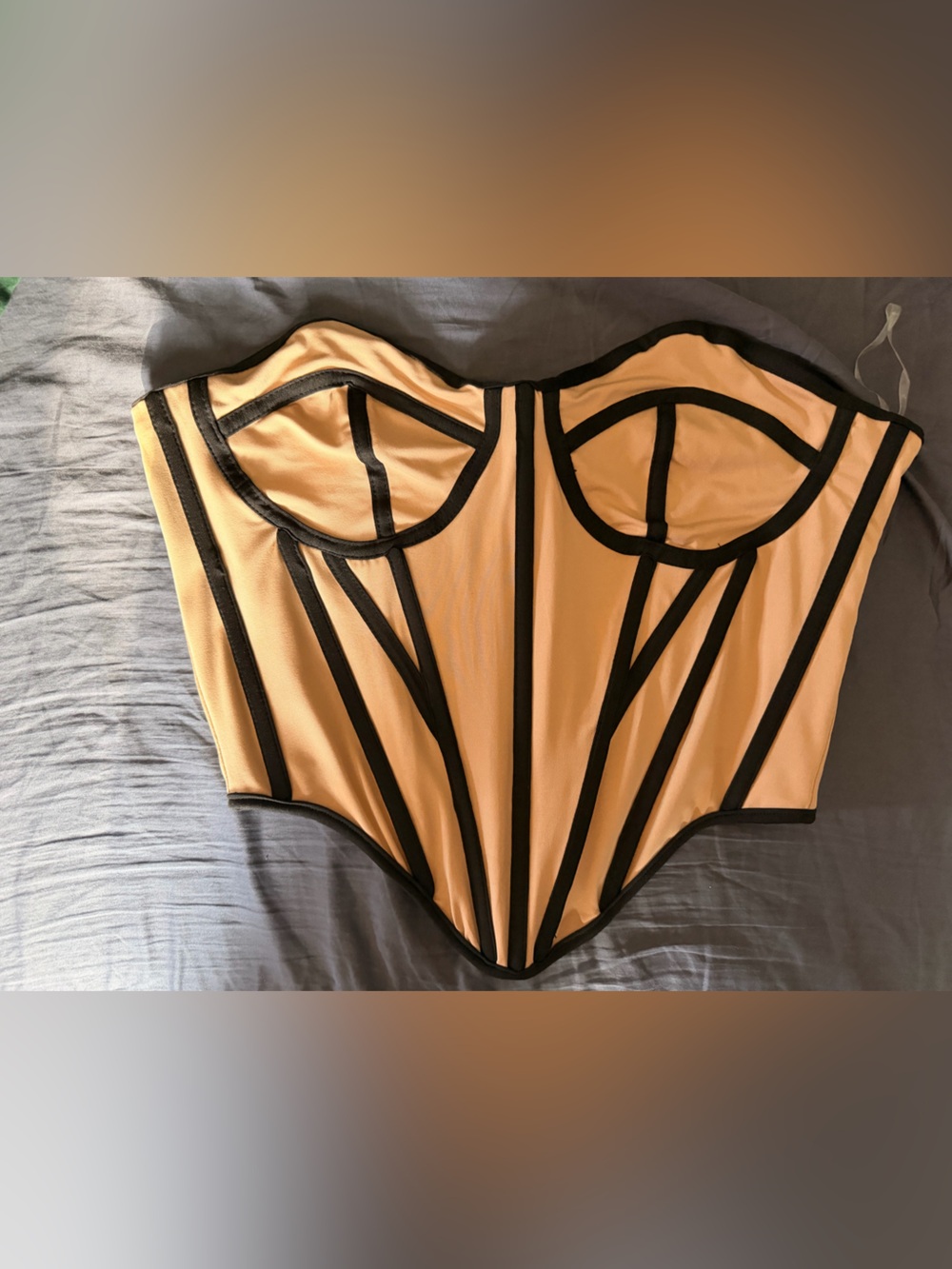 Strapless Nude Corset with Black Boning